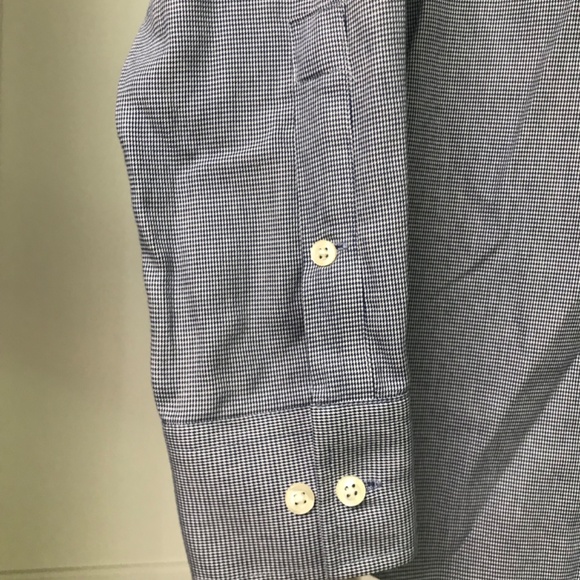 Michael Kors Dress Shirt 14 1/2 Navy Herringbone 💯 % Cotton Long Sleeve Slim - Picture 5 of 7